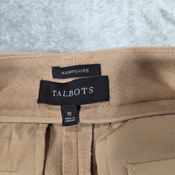 Talbots Pants Womens 14 Tan Beige Hampshire Straight Leg Ankle Trousers Preppy - Picture 2 of 8